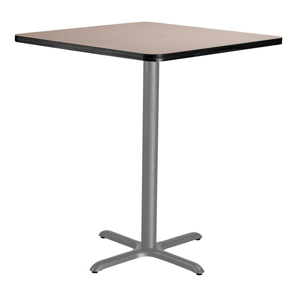 National Public Seating 30" x 30" Gray Nebula Bar Height Cafe Table with Particleboard Core, X Base, and Gray Frame