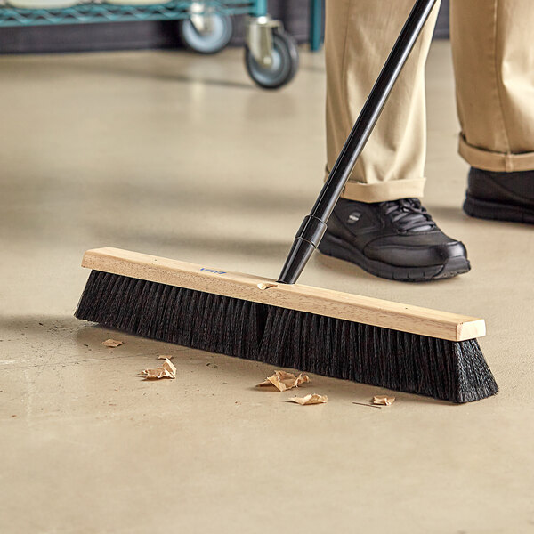 Lavex 24" Wood Push Broom Head with Flagged Bristles