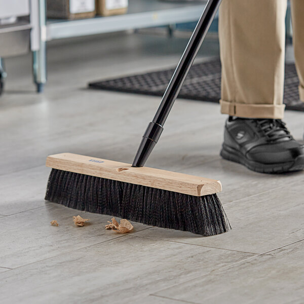 Lavex 18" Wood Push Broom Head with Flagged Bristles