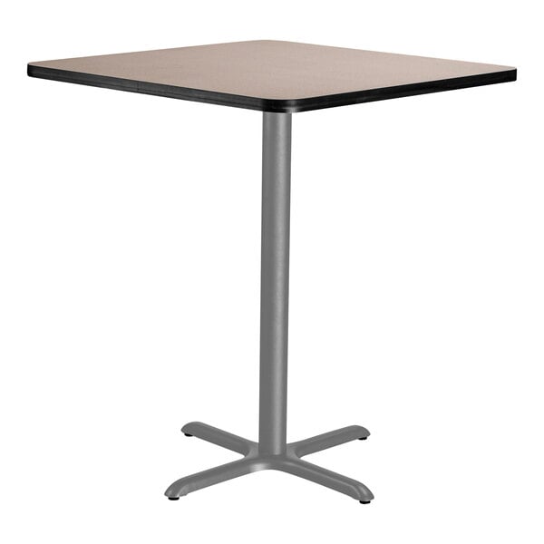 National Public Seating 36" x 36" Gray Nebula Bar Height Cafe Table with Particleboard Core, X Base, and Gray Frame