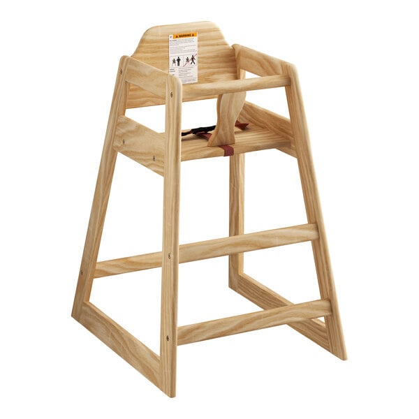 Lancaster Table & Seating Standard Height Wooden High Chair with Natural Finish - Unassembled