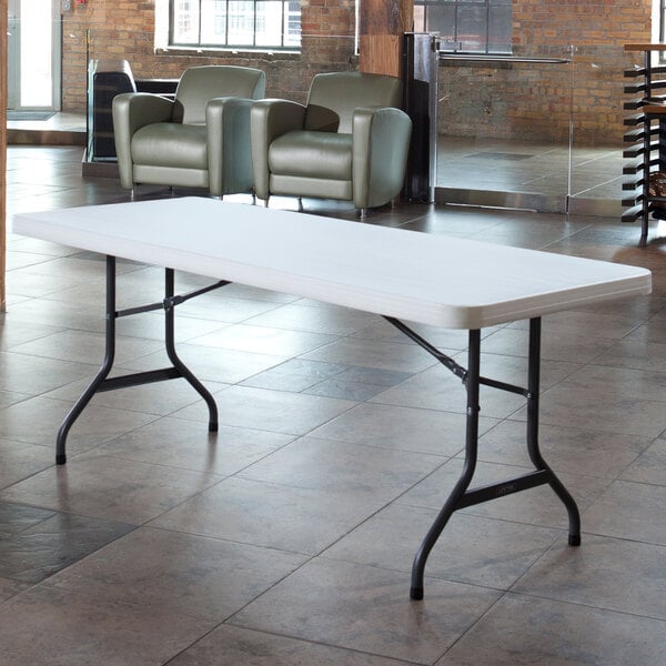 Lifetime Folding Table, 30" x 72" Plastic, White Granite - 2901