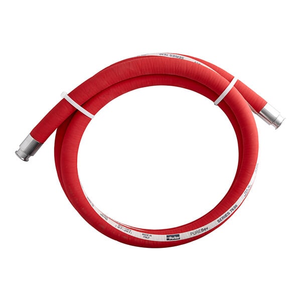 Parker PureBev 7630 20' x 1 1/2" Delivery and Suction Hose with Crimp Ferrule / Clamp End Connections