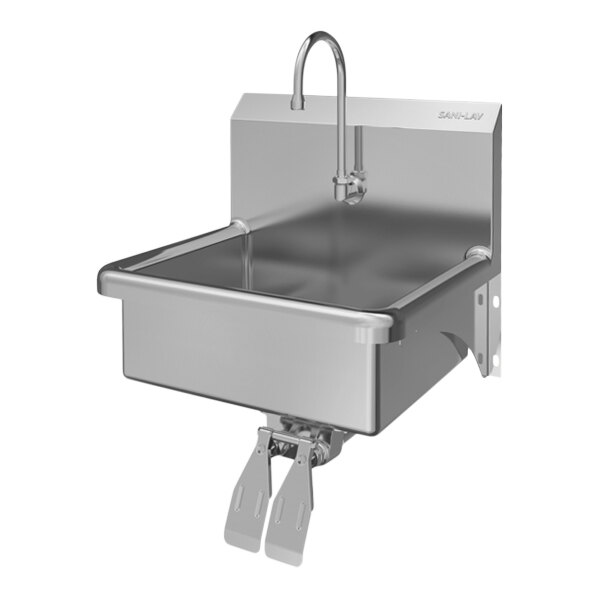 Sani-Lav 705 20" x 17 1/2" Wall-Mounted Hands-Free Sink with 1 Double Knee-Operated 2.0 GPM Faucet