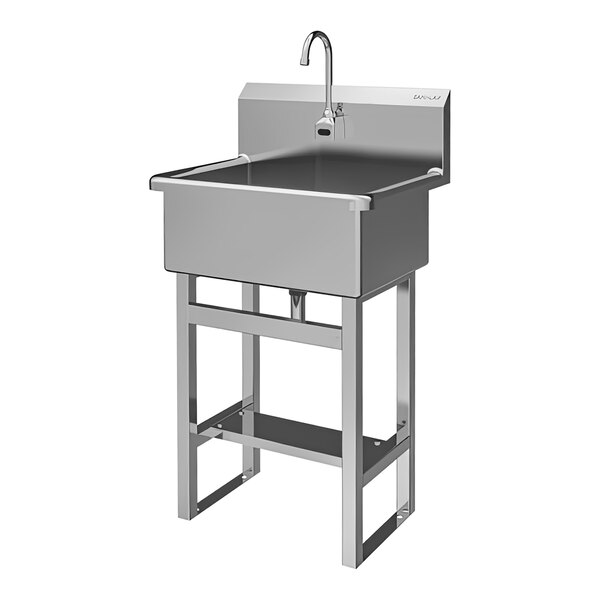 Sani-Lav 531FA 25" x 20" Floor-Mounted Hands-Free Scrub Sink with 1 AC-Powered 2.0 GPM Sensor Faucet