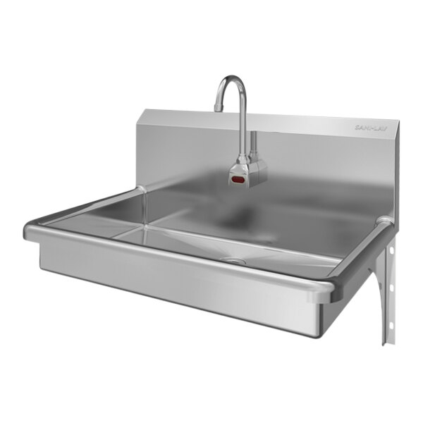 Sani-Lav 5A1A-0.5 30" x 20" Wall-Mounted Hands-Free Sink with 1 AC-Powered 0.5 GPM Sensor Faucet