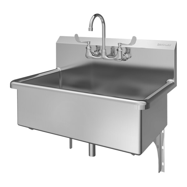 Sani-Lav 532F-0.5 31" x 20" Wall-Mounted Scrub Sink with (1) 0.5 GPM Faucet