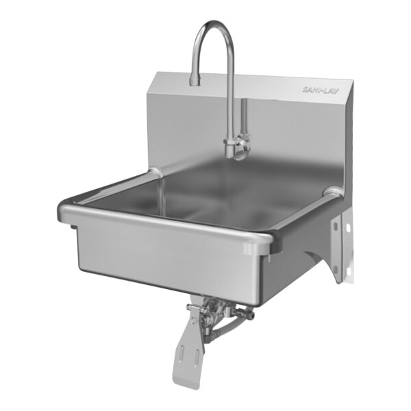 Sani-Lav 6081-0.5 19" x 16" Wall-Mounted Hands-Free Sink with 1 Knee-Operated 0.5 GPM Faucet