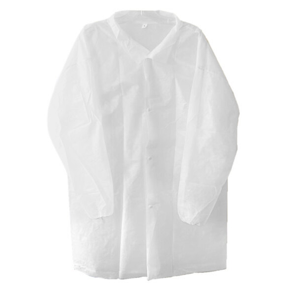 Cordova White Economy Weight Polypropylene Lab Coat with Elastic Wrists