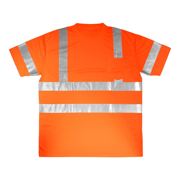 Cordova Cor-Brite Type R Class 3 Hi-Vis Orange Mesh Short Sleeve Safety Shirt with Reflective Tape - Medium