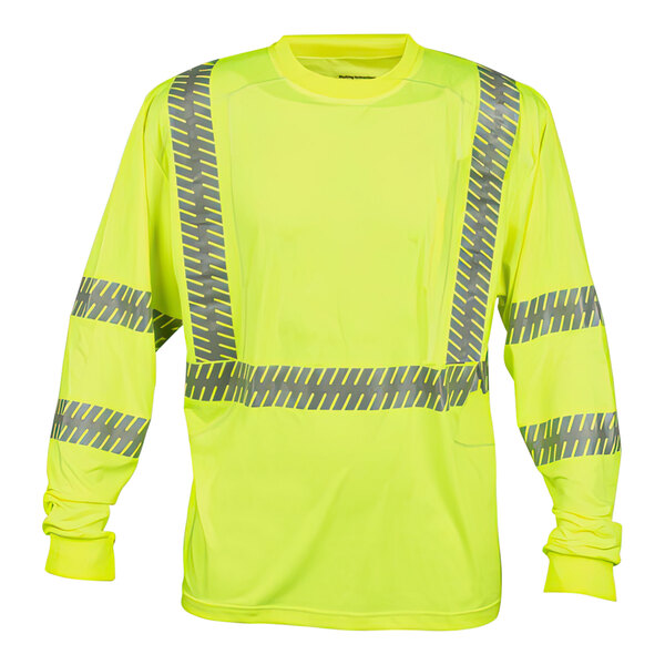 Cordova Cor-Brite Type R Class 3 Hi-Vis Lime Comfort Stretch Long Sleeve Safety Shirt with Reflective Tape - 4X
