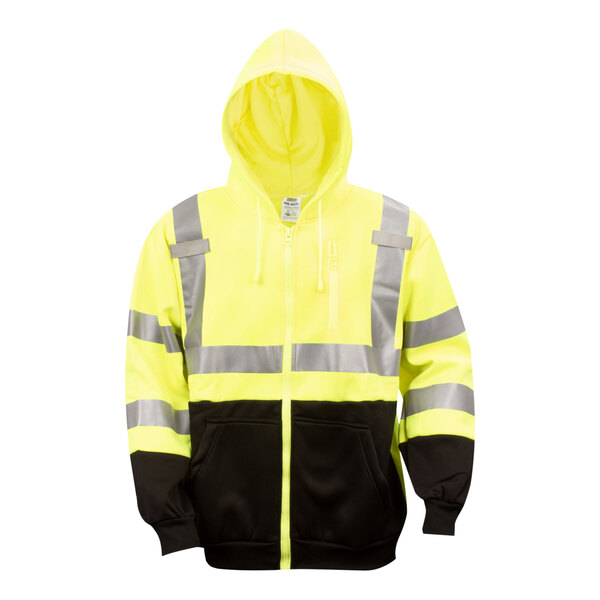 Cordova Cor-Brite Lime Type R Class 3 Hi-Vis Hooded Sweatshirt with Heat-Applied Reflective Tape - Extra Large