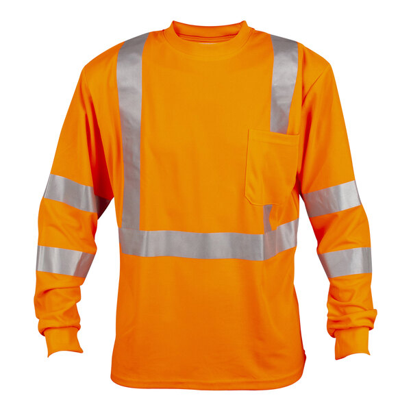Cordova Cor-Brite Type R Class 3 Hi-Vis Orange Mesh Long Sleeve Safety Shirt with Reflective Tape - Medium