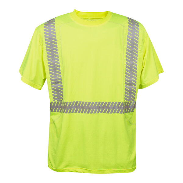 Cordova Cor-Brite Type R Class 2 Hi-Vis Lime Comfort Stretch Short Sleeve Safety Shirt with Reflective Tape - Medium