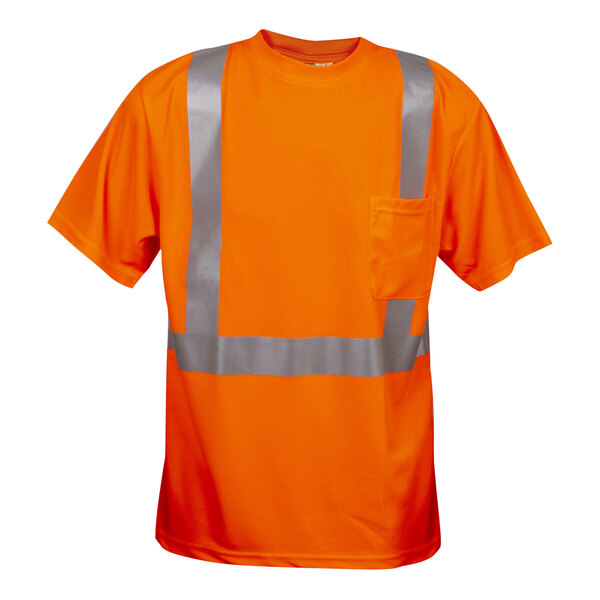 Cordova Cor-Brite Type R Class 2 Hi-Vis Orange Mesh Short Sleeve Safety Shirt with Reflective Tape - Medium