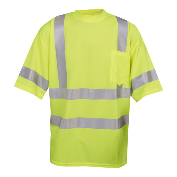 Cordova Cor-Brite Type R Class 3 Hi-Vis Lime Mesh Short Sleeve Safety Shirt with Reflective Tape - Medium