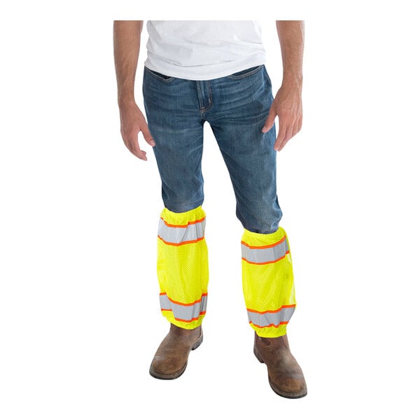 Cordova Class E Hi-Vis Lime Mesh Leg Gaiters with Two-Tone Reflective Tape