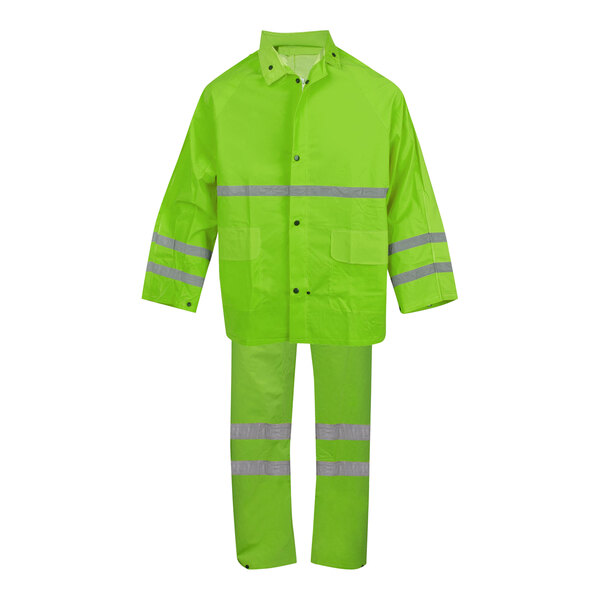 High Visibility Raincoat with Reflective Stripes (Lime Green) - Uniform