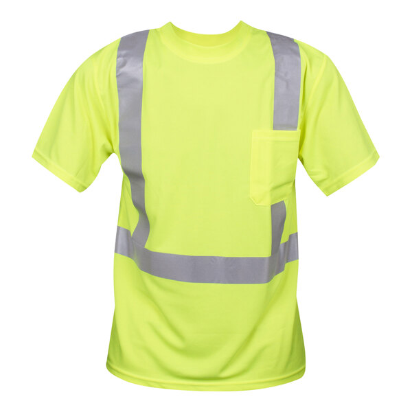 Cordova Cor-Brite Type R Class 2 Hi-Vis Lime Mesh Short Sleeve Safety Shirt with Reflective Tape - Medium