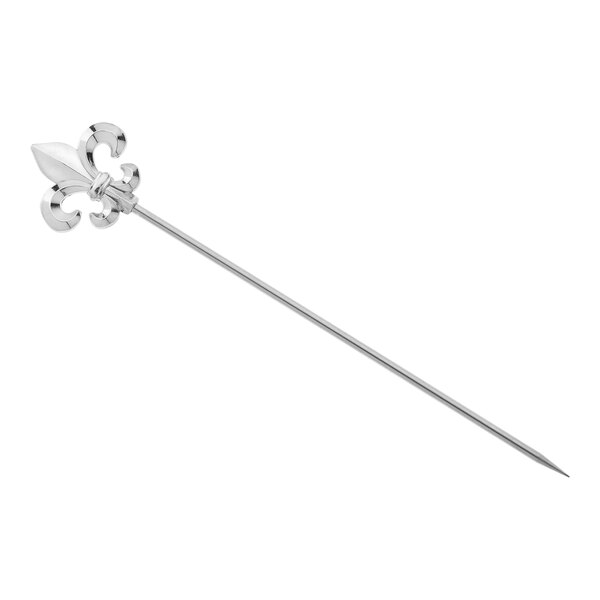 Barfly 4 3/8" Stainless Steel Cocktail Pick with Fleur de Lis Top M37208 - 12/Pack
