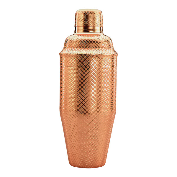 Barfly 24 oz. Copper-Plated Diamond Lattice 3-Piece Japanese Style Cobbler Cocktail Shaker M37205CP