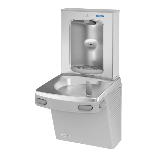 Oasis 507026 Versacooler II 8 GPH Greystone Drinking Fountain with Contactless Bottle Filler - 115V - Chilled