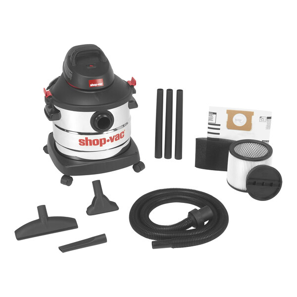 Stainless Steel Wet Dry Shop Vacuum, 8 Gallon 6 Peak HP Wet/Dry Vac, Powerful Suction with Blower Function w/ Attachment 2-in-1 Crevice Nozzle, Small Shop Vac Perfect for Carpet Debris, Pet Hair main image 1
