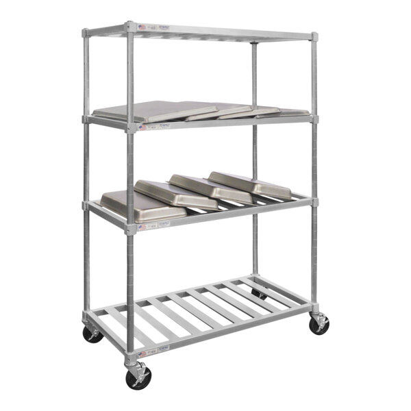 New Age 48" x 24" x 74" Aluminum Mobile Pot and Pan Drying Rack PM2448