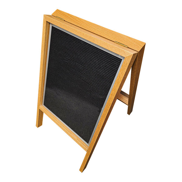 United Visual Products 16" x 20" Black Mini Letterboard A-Frame Sign with Light Oak Frame