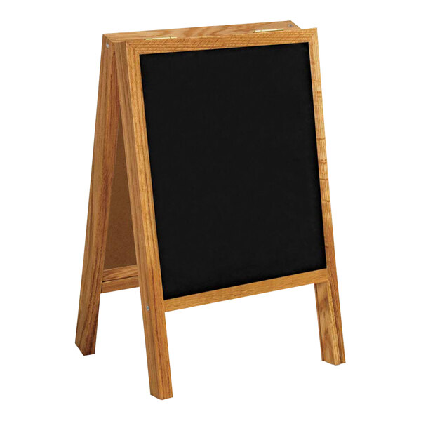 United Visual Products 12" x 24" Black Chalkboard Point of Sale A-Frame Sign with Wood Frame