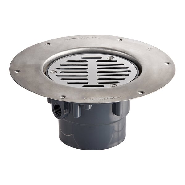 Sioux Chief 822-3PS 822 Series Halo Round Light-Duty Adjustable Floor Drain with Stainless Steel Strainer, PVC Base, and 3" x 4" Outlet