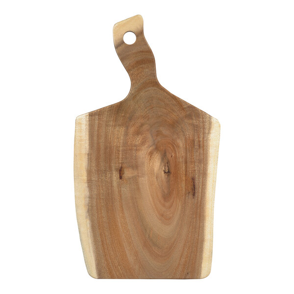 Tablecraft Acacia Collection 16" x 10" x 3/4" Rectangular Acacia Wood Serving Board with Curved Handle