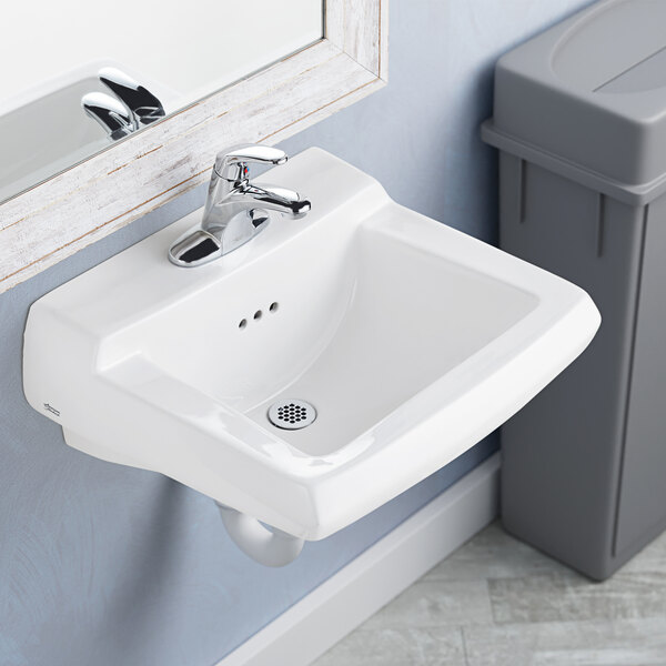 American Standard 0124131.020 Comrade 20" x 18 1/4" White Vitreous China Wall-Mount Lavatory with 4" Centerset