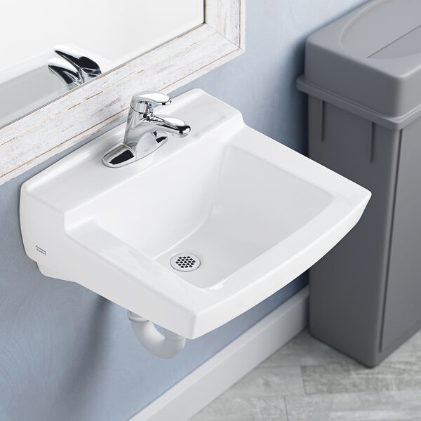American Standard 0321975.020 Declyn 18 1/2" x 17" White Vitreous China Wall-Mount Less Overflow Lavatory with 4" Centerset
