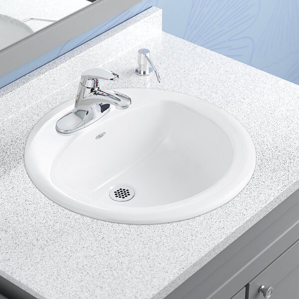 American Standard 0491019.020 Rondalyn 19 1/8" White Vitreous China Drop-In Sink with 4" Centerset