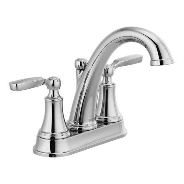 Delta Faucet 2532LF-MPU Woodhurst 1.2 GPM Deck-Mount Chrome Finish Lavatory Faucet with 4" Centers, Lever Handles, and Metal Pop-Up Drain