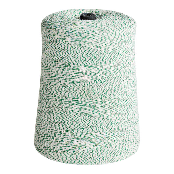A Baker's Mark green and white variegated twine spool.