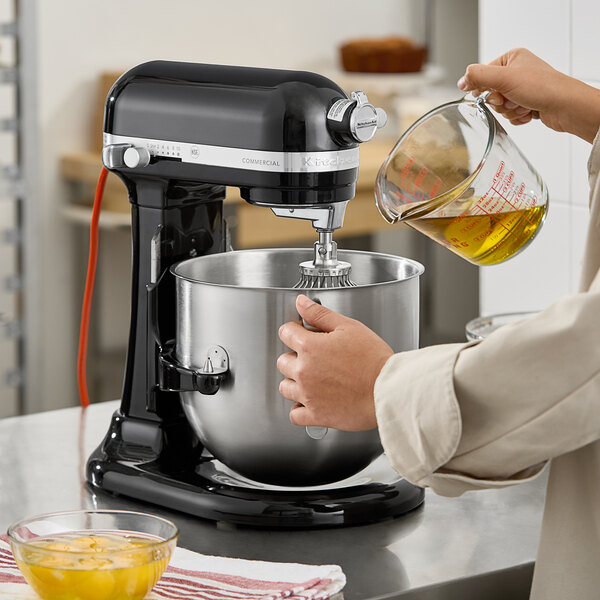 KitchenAid KSM8990OB Black 8 Qt. Bowl Lift Countertop Mixer with Standard Accessories - 120V, 1 3/10 hp
