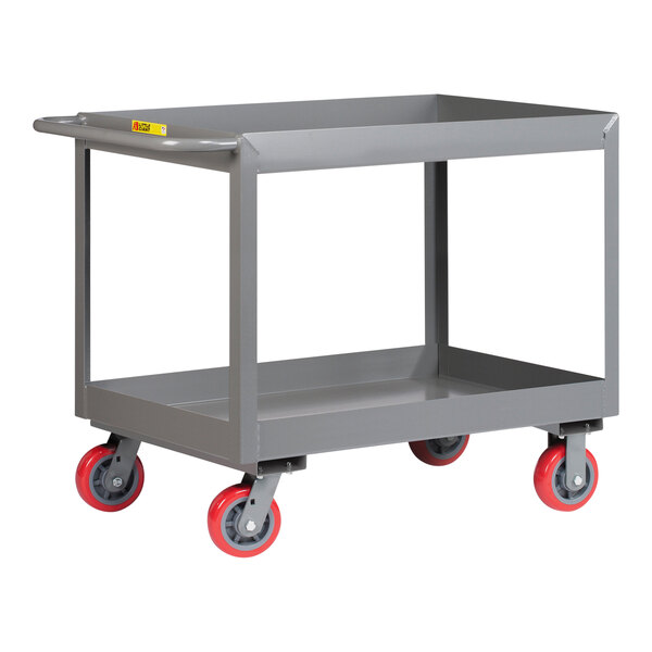Little Giant 24" x 36" x 38" Steel 2-Shelf Truck with 3" Deep Shelves and 6" Polyurethane Wheels DS2436X3-6PY