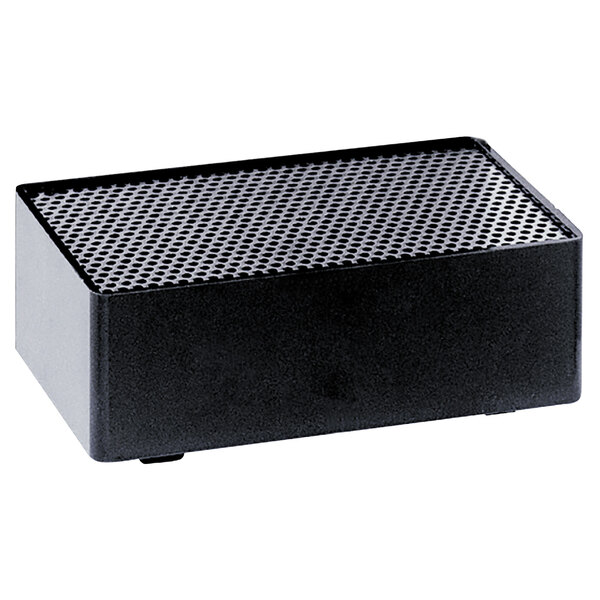 A black rectangular Bunn drip tray with holes.