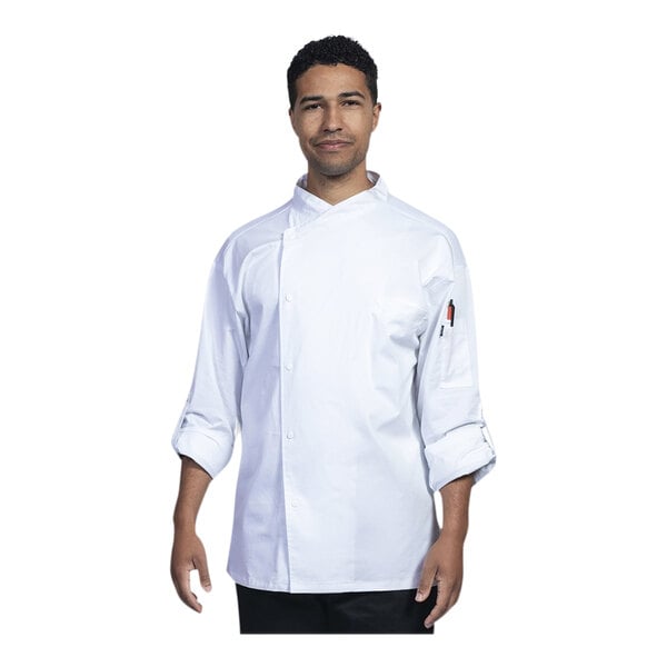 Uncommon Chef Como Unisex Customizable White Convertible Long Sleeve Chef Coat with White Mesh Back 0708