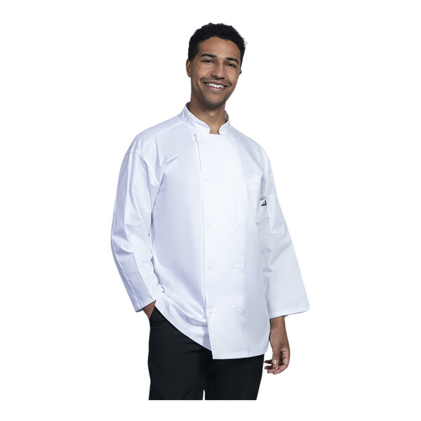 Uncommon Chef Treviso Unisex Customizable White 3/4 Sleeve Chef Coat with White Mesh Back 0719
