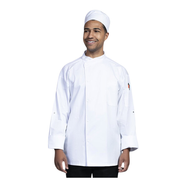 Uncommon Chef Pisa Unisex Customizable White Convertible Long Sleeve Chef Coat with White Mesh Back 0711 - XL