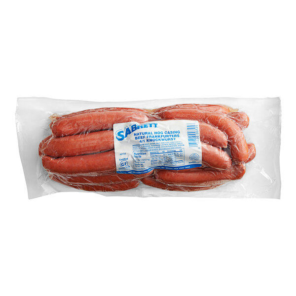 Sabrett 6 3/8" 4/1 Knockwurst Sausage - 120/Case