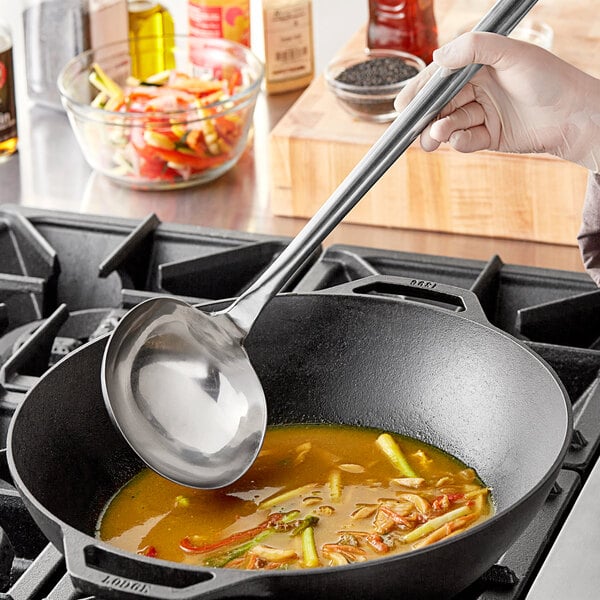 Town 8 oz. Large Stainless Steel Wok Ladle 34974