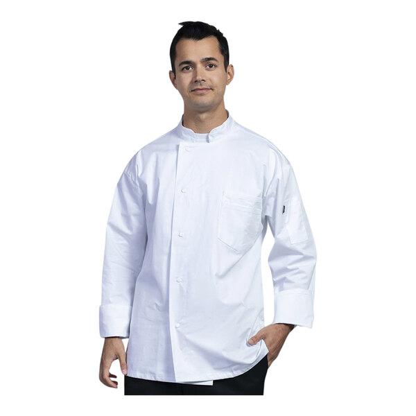 Uncommon Chef Turin Unisex Customizable White Long Sleeve Chef Coat with White Mesh Back 0715 - 2X