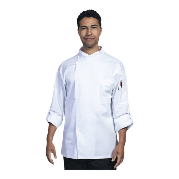 Uncommon Chef Como Unisex Customizable White Convertible Long Sleeve Chef Coat with White Mesh Back 0708 - XS
