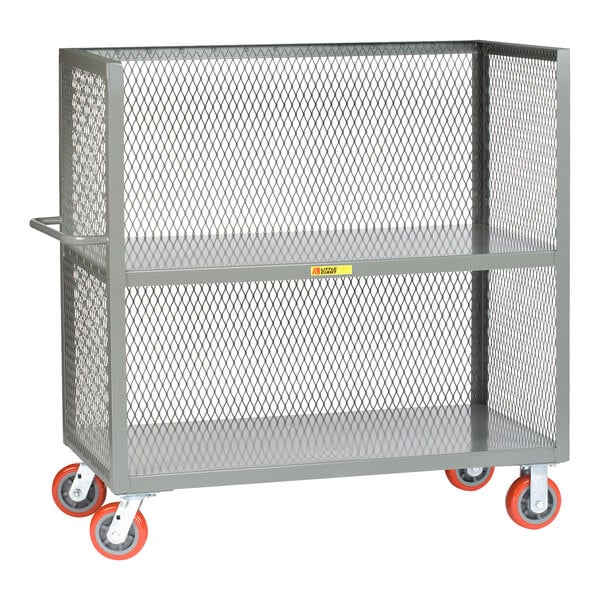 Little Giant 30" x 48" x 57" 3-Sided 2-Shelf Bulk Truck with Mesh Sides and 6" Polyurethane Casters T2-3048-6PY