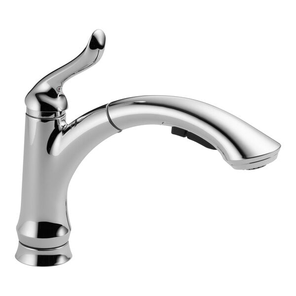 Delta Faucet 4353-DST Linden 1.5 GPM Deck-Mount Chrome Finish Kitchen Faucet with 8" Centers, Lever Handle, 9 7/8" Swing Spout, and Pull-Out Spray Wand