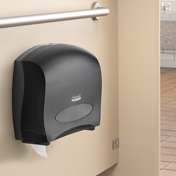 Kimberly-Clark Professional 09507 Black Jumbo Roll Horizontal Toilet Paper Dispenser with Stub Roll Section